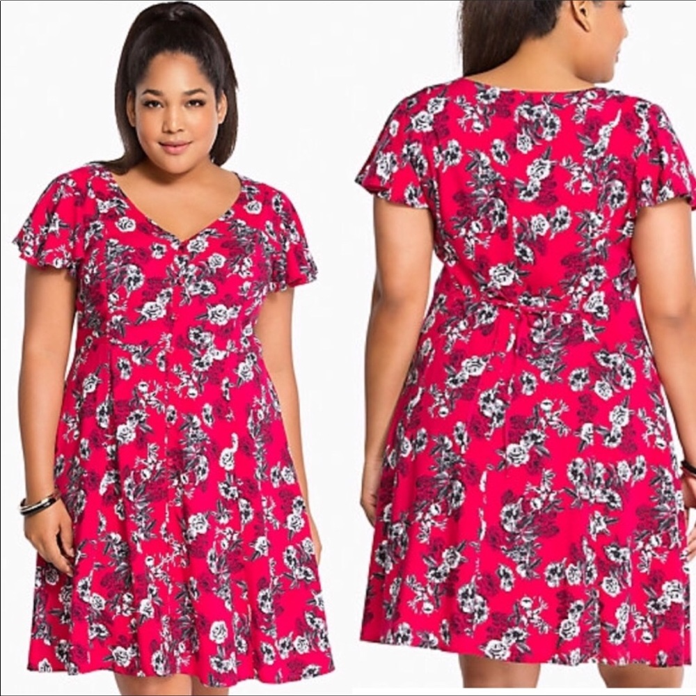 Never Worn Torrid Hot Pink Rose Dress Plus Size 2X